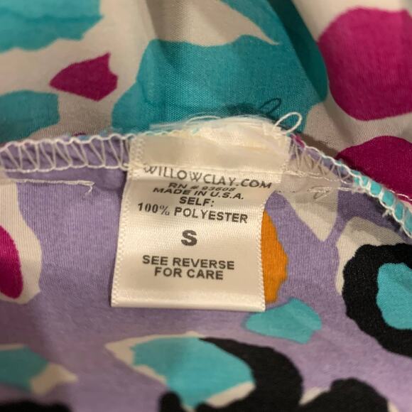 Willow Clay Batwing Dolman Sleeve Pleated Crop Blouse Watercolor Floral Blouse S - Picture 7 of 9